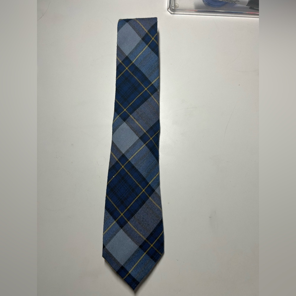 Lands' End Navy and Gold Plaid Tie